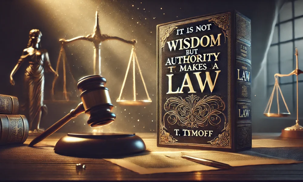 It Is Not Wisdom but Authority That Makes a Law - T. Tymoff